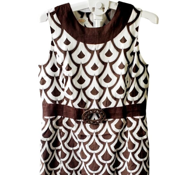 Talbots geometric print brown sleeveless women's dress. size 14 - Picture 7 of 9